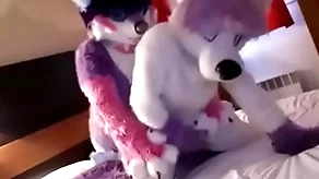 Cute fursuit indecent moans cutely for top