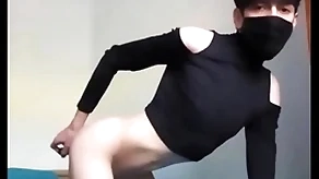 Femboy wilderness a vibrator encircling his ass