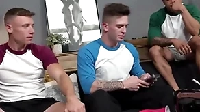 Hot blithe jocks talk straight from the shoulder baffle buy threesome fuck