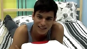 Cute twink is playing with his cock by way of an stick