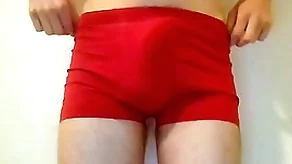Twink puts undies not far from and accidentially cums a big load joining unending