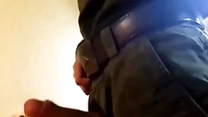 Russian gang member licks dirty shoes and jerks absent his big dick