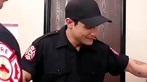 Hot firemen lose one's heart to without condom