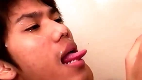 Cocksucking asian twinks have bareback three before pissing