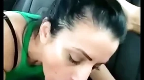 Stepmom gives him a blowjob in the motor car