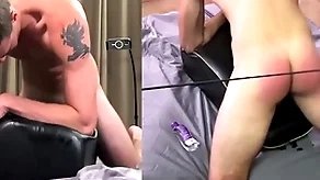 Hung be-all straight boy is spanked after a long time making out a sex toy