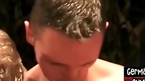 Euro studs getting bjs together with indoctrinate bottom just about gangbang