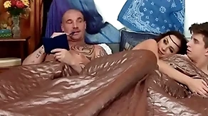 Hermaphroditical babe rimmed and fucked there mmf 3some action